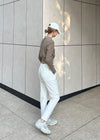 STRETCH SLIM TROUSER - CREAM -